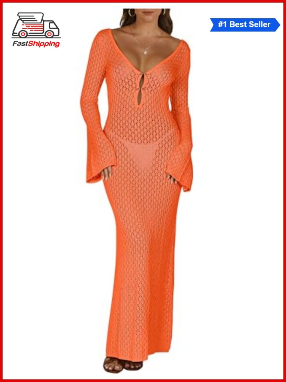 ✨ ANRABESS Women Swimsuit Crochet Coverup Beach Maxi Dress